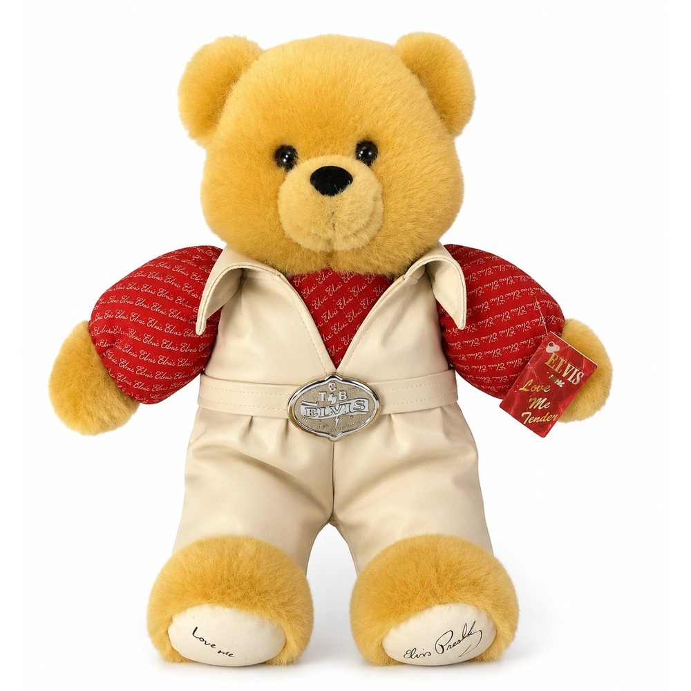 Uneeda Vintage Elvis Presley Teddy Bear Plush 15" Love Me Tender 1956 TCB Outfit